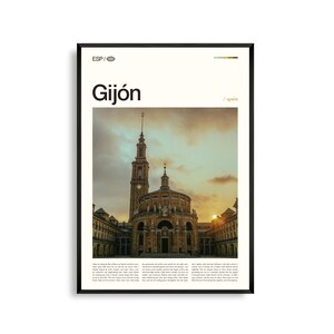 Gijón Spanien Wand Kunst, Küsten Stadtbild Druck, Gijón Poster, Malerische Asturien Fotografie, Nordspanien Ozean Dekor