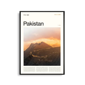 Arte mural de Pakistán, impresión de un majestuoso paisaje montañoso, póster de Pakistán, fotografía panorámica del sur de Asia, decoración del hogar inspirada en la naturaleza