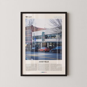 Asheville Print North Carolina, Asheville Wall Art, Asheville Poster, Asheville Photo, Blue Ridge Mountains, Historic Downtown, Mountain