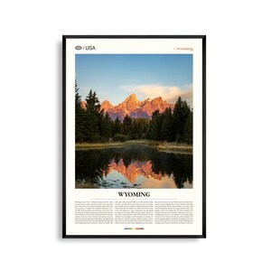Impresión de Wyoming, arte mural de Wyoming, póster de Wyoming, foto de Wyoming, paisaje del oeste, Grand Tetons, llanuras abiertas, decoración rústica natural