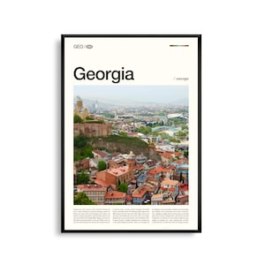 Arte murale della Georgia, stampa di paesaggi montani e villaggi storici, poster della Georgia, fotografia panoramica del Caucaso, decorazioni dell'Europa orientale