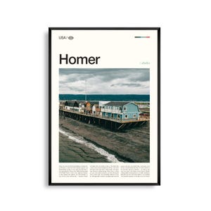 Homer Alaska Wall Art, stampa di paesaggi costieri selvaggi, poster di Omero, fotografia panoramica della baia di Kachemak, decorazioni di Last Frontier