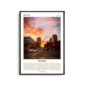 Impresión de Tucson, Arizona, Arte mural de Tucson, Póster de Tucson, Foto de paisaje desértico, Decoración del suroeste, Arte natural de Sonora