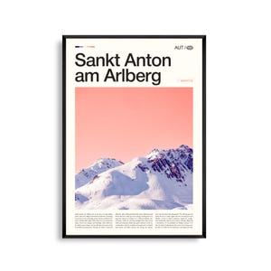Sankt Anton am Arlberg Poster Österreich, Sankt Anton Wandkunst, Sankt Anton Poster, Alpen Foto, Tiroler Alpen, Winter Dekor