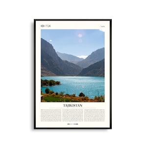 Tadzjikistan kunst aan de muur, ruige berg- en valleilandschap print, Tadzjikistan poster, schilderachtige fotografie Centraal-Azië, natuurdecor