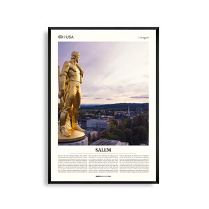 Salem print Oregon, Salem muurkunst, Salem poster, stadsgezicht foto, Willamette Valley decor, Pacific Northwest stedelijke kunst
