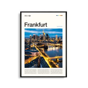 Arte mural de Fráncfort, Alemania, impresión moderna del horizonte y el río Meno, póster de Fráncfort, fotografía panorámica de Hesse, decoración urbana.
