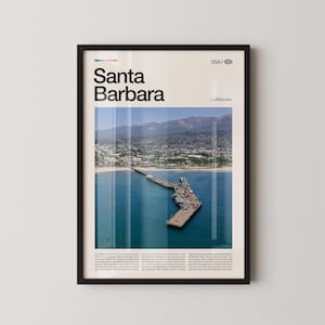 Santa Barbara Print California, Santa Barbara Wall Art, Santa Barbara Poster, Santa Barbara Photo, Stearns Wharf, Mission Santa Barbara