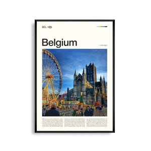 Arte mural belga, impresión de paisajes urbanos y rurales europeos, póster belga, fotografía de arquitectura y paisajes escénicos, Europa Occidental