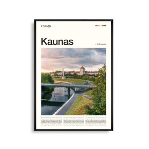 Kaunas Litauien Wandkunst, Historische Stadtansicht und Nemunas Sonnenuntergang Druck, Kaunas Poster, Malerische Ostsee Fotografie, Urban Dekor