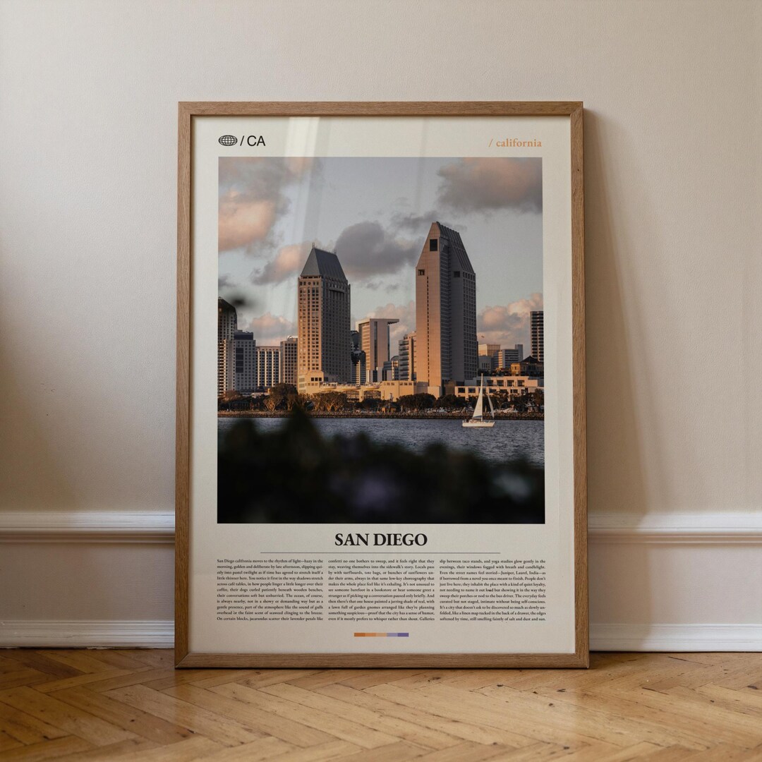 San Diego Skyline Art Print, California Travel Poster - Etsy