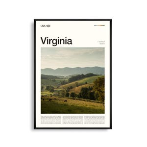 Impresión de Virginia, arte mural de Virginia, póster de Virginia, foto de paisaje escénico, montañas Blue Ridge, decoración natural de la costa este