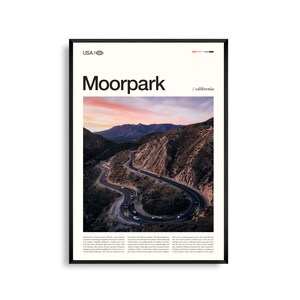 Moorpark Californië muurkunst, schilderachtige vallei print, Moorpark poster, glooiende heuvels landschapsfotografie, decor Zuid-Californië