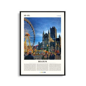 Arte mural belga, impresión de paisajes urbanos y rurales europeos, póster belga, fotografía de arquitectura y paisajes escénicos, Europa Occidental
