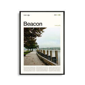 Beacon Print New York, Beacon Wall Art, Beacon Poster, Hudson Valley foto, decor schilderachtige rivierstad, landschap van Upstate NY