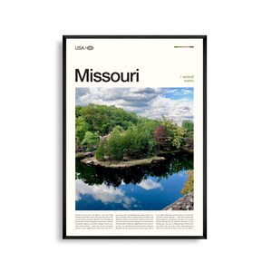 Arte mural de Misuri, impresión de paisaje panorámico del corazón de Missouri, póster de Misuri, fotografía de naturaleza y ciudad, decoración del Medio Oeste