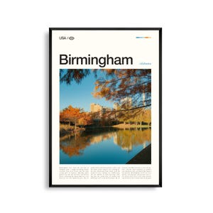 Birmingham print Alabama, Birmingham kunst aan de muur, Birmingham poster, Birmingham foto, skyline van de magische stad, Vulcan Park, decor van de zuidelijke charme
