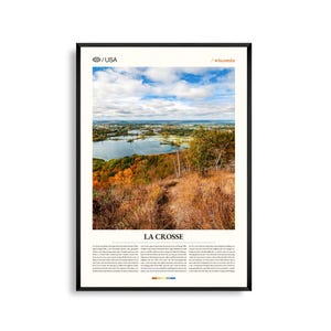 Arte murale di La Crosse, Wisconsin, stampa del paesaggio lungo il fiume Mississippi, poster di La Crosse, fotografia panoramica di Bluff Country, Wisconsin occidentale