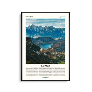 Bayern Deutschland Wand Kunst, Alpine Landschaft und Burg Druck, Bayern Poster, Malerische Süddeutschland Fotografie, historische Region Dekor