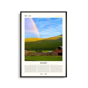 Arte mural de Idaho, impresión de paisajes de montaña y naturaleza, póster de Idaho, fotografía de naturaleza escénica, decoración del noroeste del Pacífico