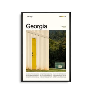 Arte mural de Georgia, impresión de paisaje sureño, póster de Georgia, fotografía de naturaleza y ciudad, decoración del sur profundo
