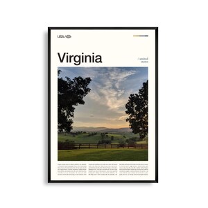 Impresión de Virginia, arte mural de Virginia, póster de Virginia, foto de paisaje escénico, montañas Blue Ridge, decoración natural de la costa este