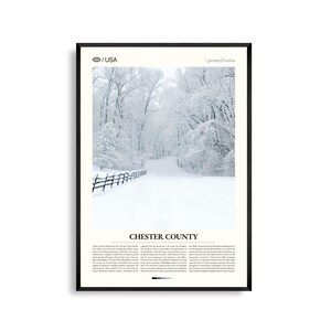 Impresión del condado de Chester, Pensilvania, arte mural de Chester, póster de paisaje rural, foto de colinas onduladas, decoración de paisaje rústico