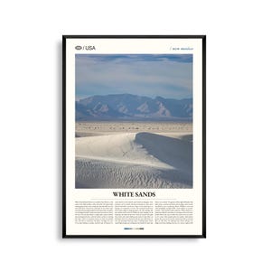 Impresión del Parque Nacional White Sands, Nuevo México, Arte mural de White Sands, Póster de White Sands, Foto de paisaje de dunas, Decoración del desierto del suroeste, Naturaleza