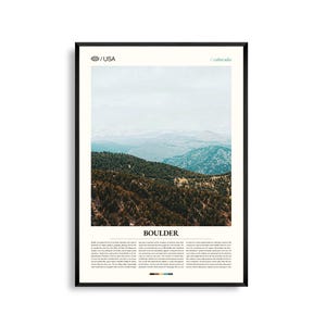 Impresión de Boulder, Colorado, Arte mural de Boulder, Póster de Boulder, Foto de paisaje de Flatirons, Decoración de pueblo de montaña, Arte natural