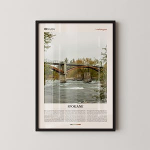 Spokane Riverfront Print, Washington Urban Landscape Art