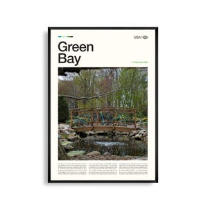 Arte murale di Green Bay, Wisconsin, stampa di paesaggi urbani sul lungomare, poster di Green Bay, fotografia panoramica del lago Michigan, decorazioni per la zona nord-orientale del Wisconsin