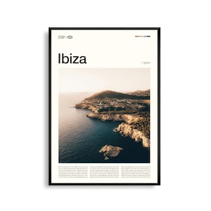 Ibiza Spanien Wandkunst, Küsteninsel Landschaft Druck, Ibiza Poster, Balearen Landschaftsmalerei, Mediterrane Dekoration