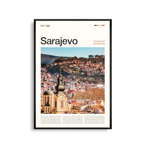 Sarajevo Bosnien, Sarajevo Wandkunst, Sarajevo Poster, Sarajevo Foto, Bašcaršija, Fluss Miljacke, historische Stadtansicht, Balkan Dekor