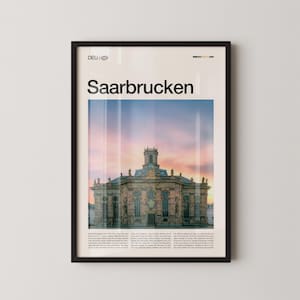 Saarbrücken Print Germany, Saarbrücken Wall Art, Saarbrücken Poster, Saarbrücken Photo, Ludwigskirche, Saar River, Cityscape Decor