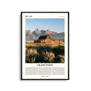 Grand Teton National Park Wyoming Wandkunst, Berglandschaft Druck, Grand Teton Poster, Landschaftsfotografie, Western Wilderness