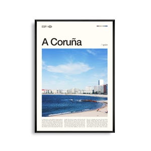 A Coruña Spanien Wandkunst, Küstenstadtbild und Turm Druck, A Coruña Poster, Malerisches Galizien Fotografie, Nordwestliches Spanien Dekor
