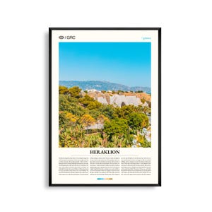Heraklion Griechenland Wandkunst, Historische Stadtansicht und Sonnenuntergang am Mittelmeer, Heraklion Poster, Malerische Europäische Fotografie, Küstendekor