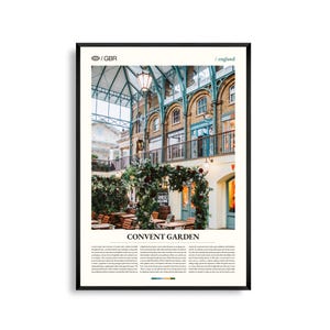 Arte de parede do Covent Garden, Londres, impressão de mercado histórico e cena de rua, pôster do Covent Garden, decoração fotográfica cênica da Inglaterra