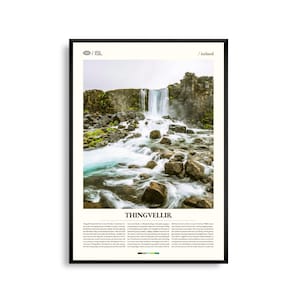 Thingvellir National Park Print Island, Thingvellir Wandkunst, Thingvellir Poster, Thingvellir Foto, Skandalplatte, Wasserfälle