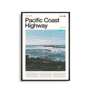 Impression de la Pacific Coast Highway en Californie, art mural PCH, affiche de la route côtière, photo Ocean Drive, déco autoroute panoramique, art de la côte ouest