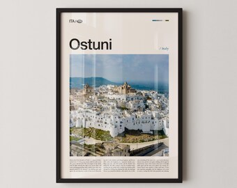 Ostuni Italy Print, Whitewashed Town, Apulia Coast Photography
