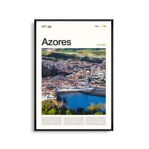Arte mural de las Azores, Portugal, impresión de paisaje de isla volcánica, póster de las Azores, fotografía panorámica del archipiélago atlántico, decoración natural portuguesa