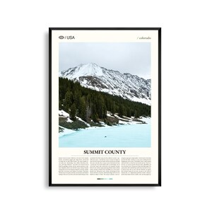 Impresión del condado de Summit, Colorado, arte mural de Summit, póster de montaña, foto de paisaje alpino, decoración de las Montañas Rocosas, arte natural
