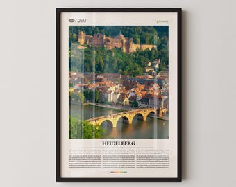 Heidelberg Germany Wall Art, Historic Cityscape and Neckar River Sunset Print, Heidelberg Poster, Scenic European Photography, Urban Decor