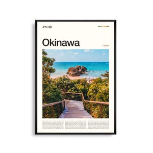 Arte mural de Okinawa, Japón, impresión de atardecer en una isla costera, póster de Okinawa, fotografía panorámica del sudeste asiático, decoración tropical para el hogar