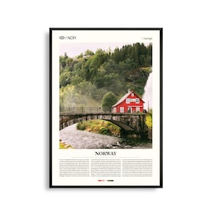Arte mural de Noruega, impresión fotográfica de paisajes nórdicos escénicos, póster de Noruega, decoración de fiordos y montañas, obra de arte de viajes escandinavos