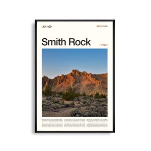 Impresión del Parque Estatal Smith Rock, Oregón, Arte mural de Smith Rock, Póster de Cañón del Desierto, Fotografía de paisaje, Decoración natural, Arte del Pacífico Noroeste