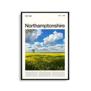 Arte mural de Northamptonshire, Inglaterra, impresión fotográfica de paisajes rurales, póster de Northamptonshire, decoración escénica del Reino Unido, ilustraciones de viajes