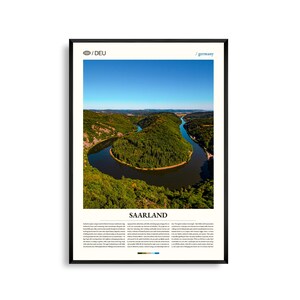 Saarland Print Deutschland, Saarland Wandbild, Saarland Poster, Saarland Foto, Saarschleife, Waldlandschaft, Flussbiegung, Natur, Dekor