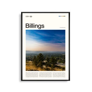 Impresión de Billings, Montana, Arte mural de Billings, Póster de Billings, Foto de paisaje de las Altas Llanuras, Decoración urbana del oeste, Arte natural